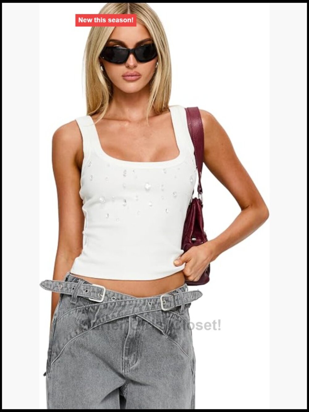 Ribbed Crop Tank Top Square Neck Sleeveless Knit